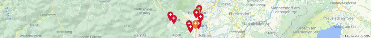 Kartenansicht für Apotheken-Notdienste in der Nähe von Pottenstein (Baden, Niederösterreich)